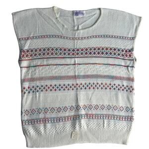 Arielle Vintage Sleeveless Knit Sweater Shirt Rainbow Details Women's sz Medium